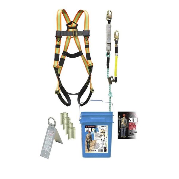 Super Anchor Safety MAX-FA Bucket Kit: No. 5501-30 Maxima 50ft Lifeline w/Factory Attached Energy Absorber/Rope Grab. 3302-50
